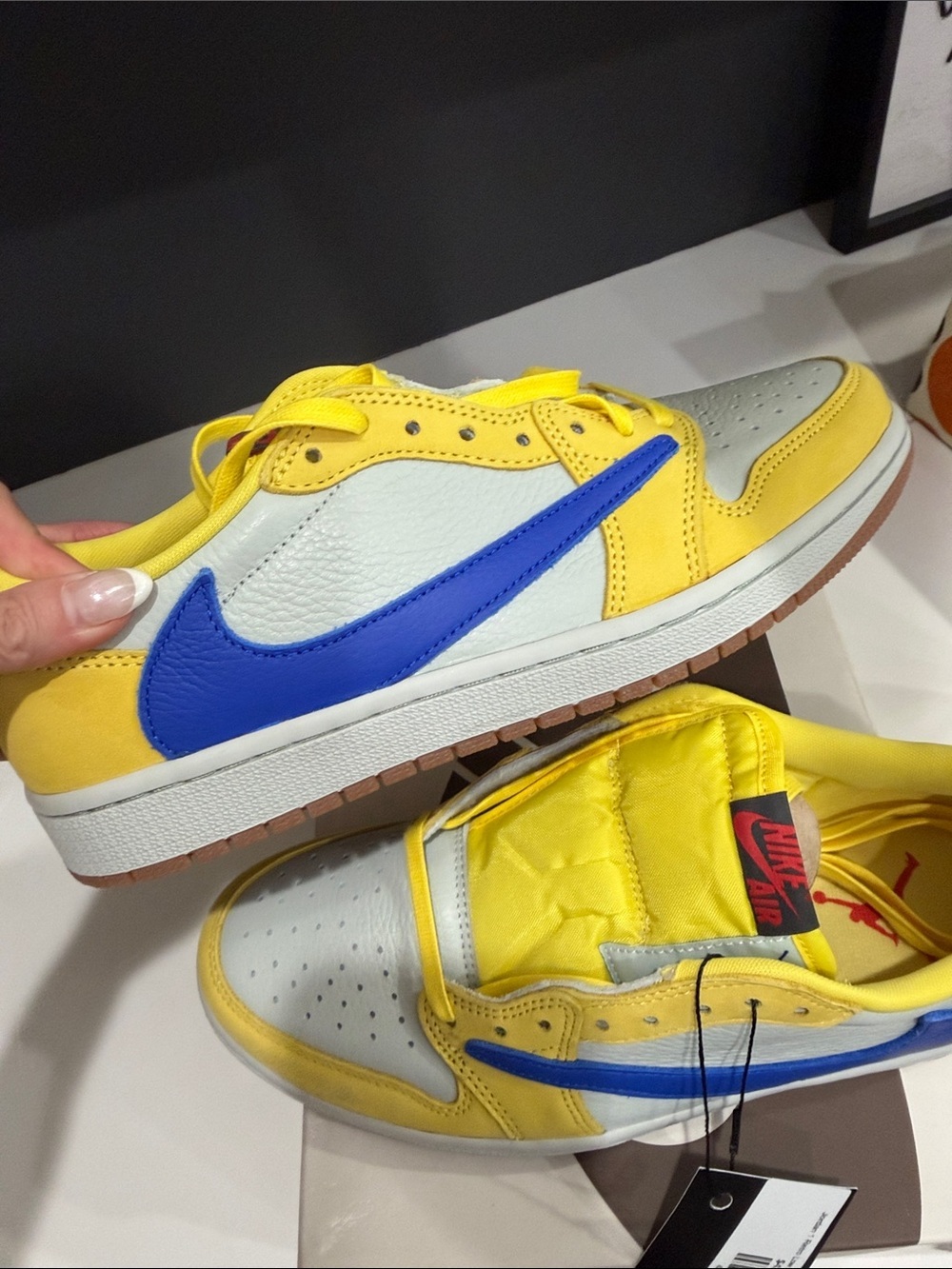 Nike Travis Scott Yellow and Blue Low-Top Sneakers - Picture 2 of 3